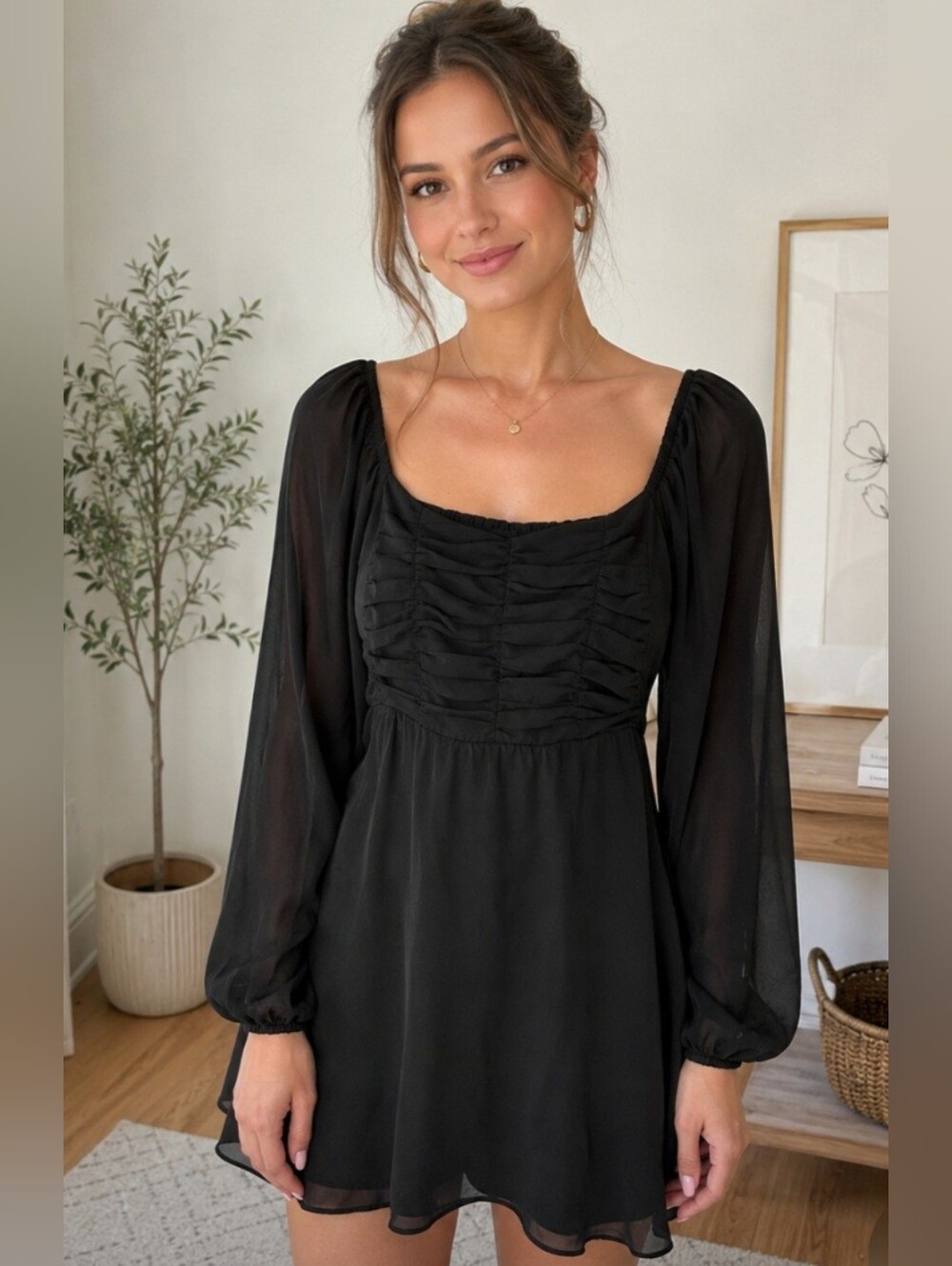 Altar'd State Babydoll Chiffon Mini Dress